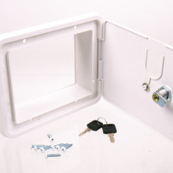Carbest service hatch with lock, external dimensions 151x166mm, white