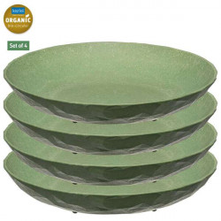 Set of 4 - deep plates CLUB, leaf green