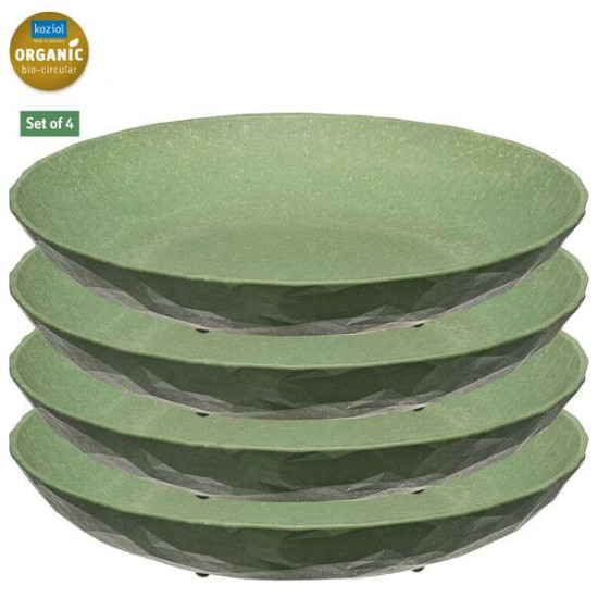 Set of 4 - deep plates CLUB, leaf green