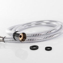 White shower hose with metallic effect