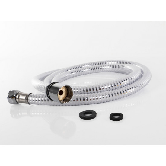 White shower hose with metallic effect