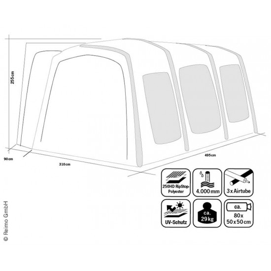 Outdoor Revolution Movelite 4 Low bus awning - mounting height 180-210cm, W310xD495cm