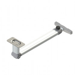 Folding table leg, foldable at the top with foot