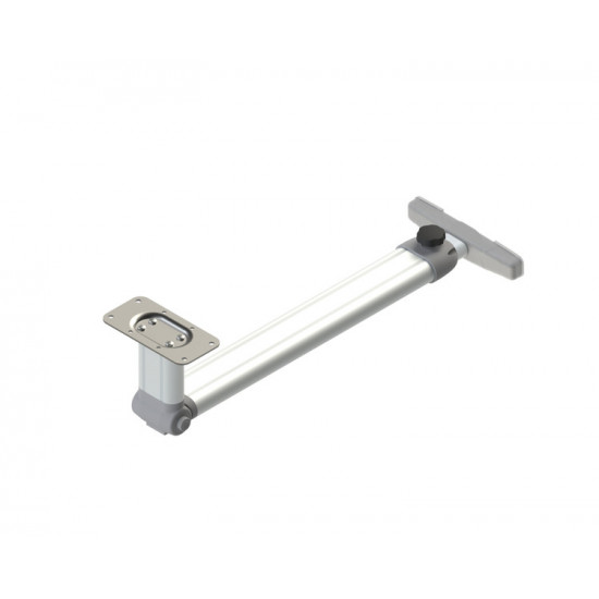 Folding table leg, foldable at the top with foot