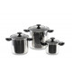 Camp4 Stainless Steel Cookware Set, 6-Piece - With Folding Handles and Glass Lids