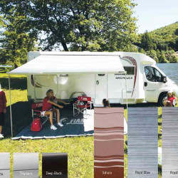 W 5000 x Abstract 2500mm FIAMMA F45s wall awning for motorhomes and vans, Housing colour Titanium, Cloth Colour Royalegrey