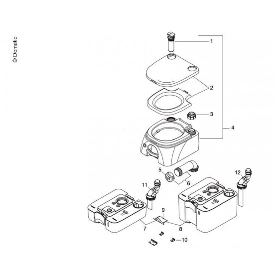 Wastewater tank for Dometic camping toilet 972/974
