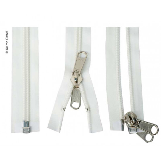 White tent zipper with double handle slider, 275cm long