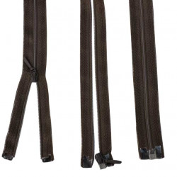 50cm zipper, separable - detachable, brown, plastic