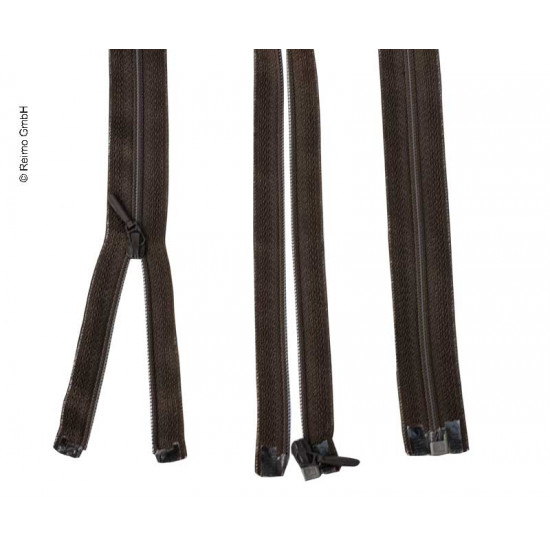 50cm zipper, separable - detachable, brown, plastic