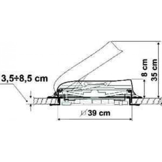 White front spoiler for roof hatches 36-40cm