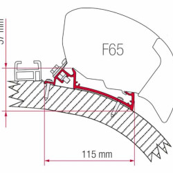 Fiamma Carthago Chic adapter, Holder for Fiamma F80 / F65, 1 holder of 400 cm