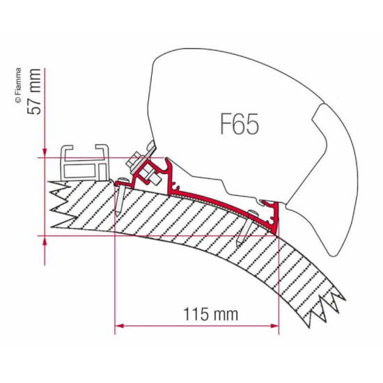 Fiamma Carthago Chic adapter, Holder for Fiamma F80 / F65, 1 holder of 400 cm