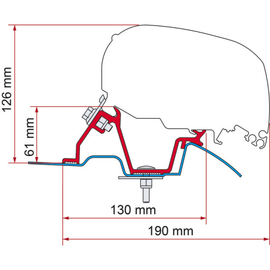 FIAMMA Adapter F65/F80 for Sprinter and VW Crafter High Roof H2, Only for series high roof, Left-hand drive, vehicle manufacturing year: 2006-2016