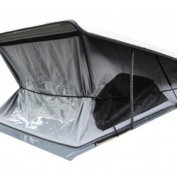 Tent bellows tensioning elastic with quick release