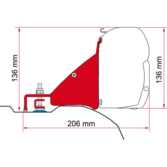 FIAMMA Awning adapter for F45S and F45L, F45 wall-mount adapter for panel vans and minibuses – Ducato/Boxer/Jumper