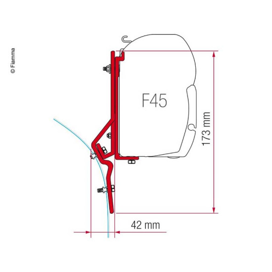 Fiamma Adaptive Kit for Ducato, Brackets for Fiamma F45 + F70, 2 brackets of 14 cm