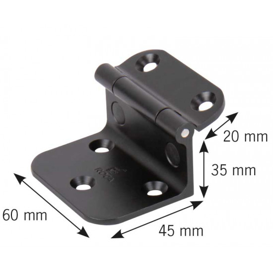 Angle bracket for tabletop support, aluminum, black anodized, 55x45mm