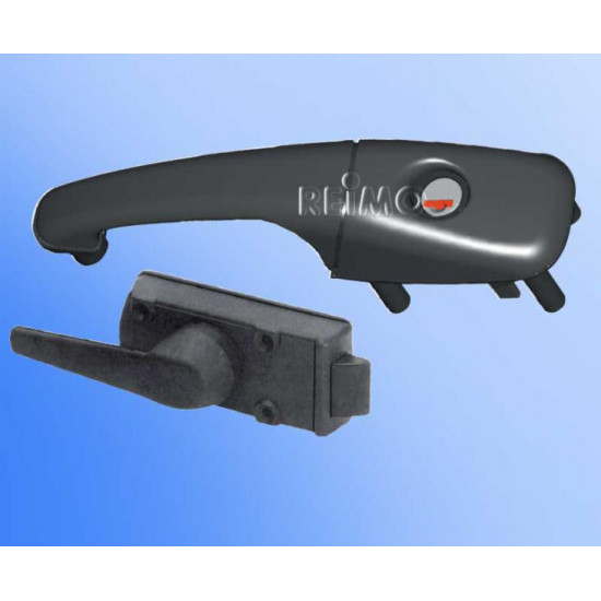 Caravan right-hand door lock, without cylinder and key, black