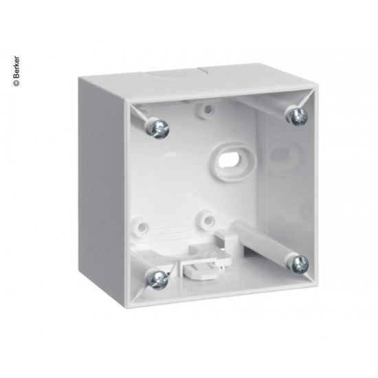 Berker surface-mounted enclosure, high, polar white with strain relief