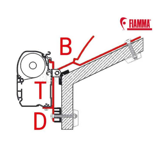 FIAMMA Adapter for F45i/F45iL/ZIP special mounting, B-Adapter, Width: 80 mm