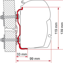 Length 300cm FIAMMA Awning adapter Hymer from 2016 F45