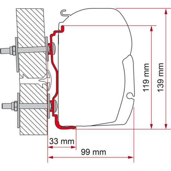 Length 300cm FIAMMA Awning adapter Hymer from 2016 F45