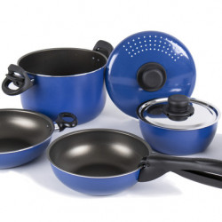 Aluminum camping cookware with non-stick coating - 9-piece set