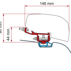 FIAMMA Adapt.f.F40van VW T6 DB, Mounting adapter for F40Van VW T6, Deep Black, incl. standard rail, Length : 20 cm, Left and right hand drive, vehicle manufacturing year: 2003-, vehicle type: VW T5/T6