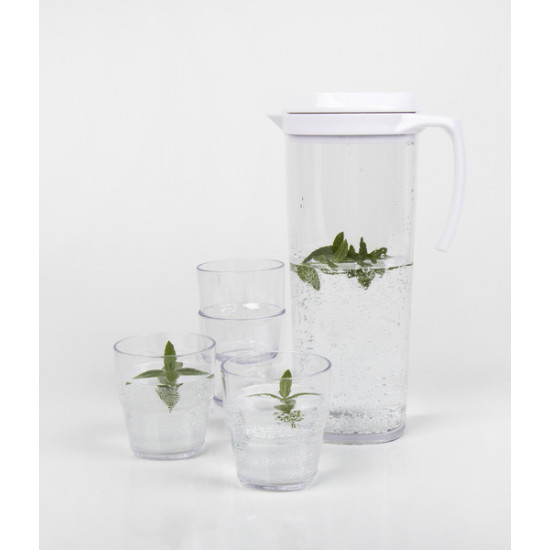 Jug with screw-on lid and 4 glasses 0.25 l