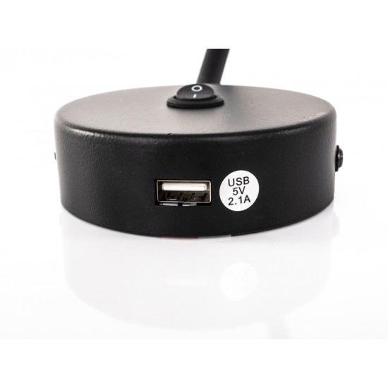 LED gooseneck lamp with USB and on/off switch