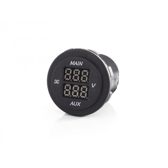 Dual LED Voltmeter (MAIN / AUX) for vehicle and on-board battery