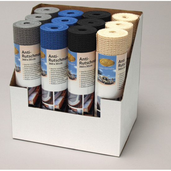 Anti-slip mat set 30x360cm, 12 pieces per box, 4 colours, washable