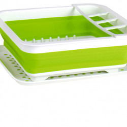 Silicone dish drying rack - 37 x 31 x 6/13 cm - White/lime