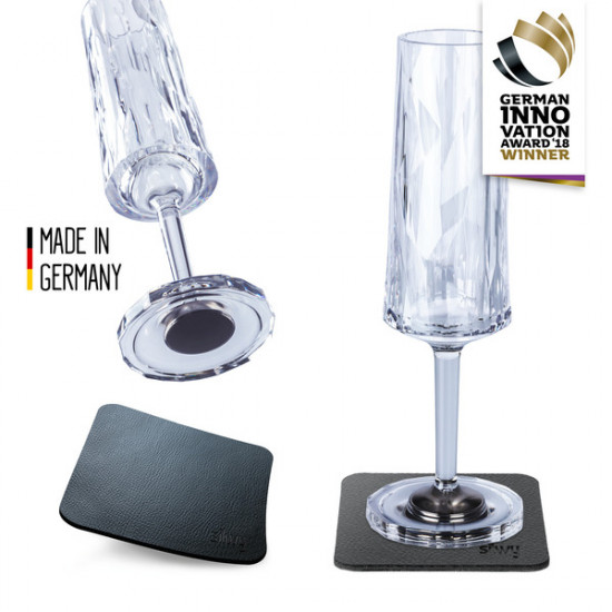 Magnetic plastic champagne glasses 0.15 l - set of 2