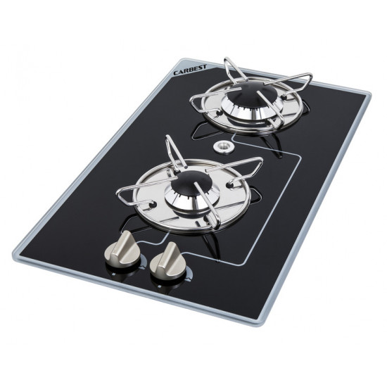 Built-in gas hob with 2 burners - burners arranged in series