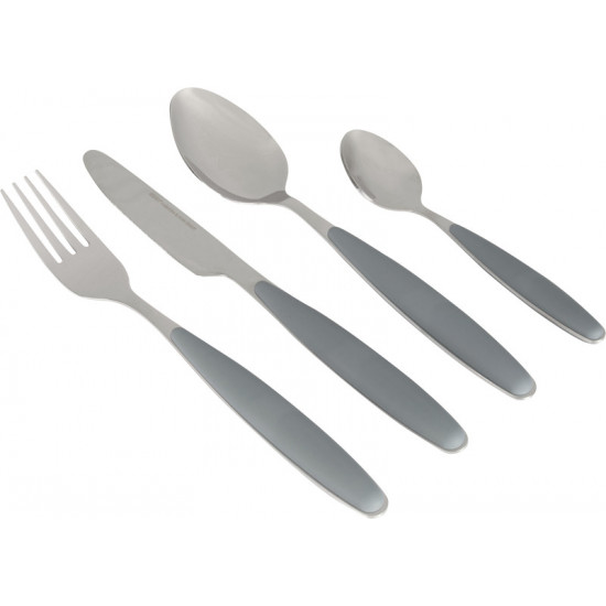 SOLID LINE - GRANITE - Ideal for camping, home or boating - Grey cutlery set, 16 pieces