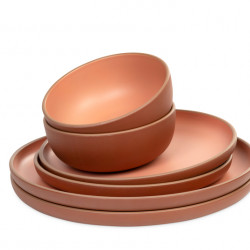 CAMP4 MALMÖ Dinnerware Set made of rPET for 2 people, Color: Terracotta