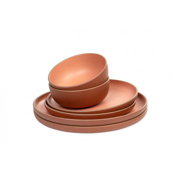 CAMP4 MALMÖ Dinnerware Set made of rPET for 2 people, Color: Terracotta