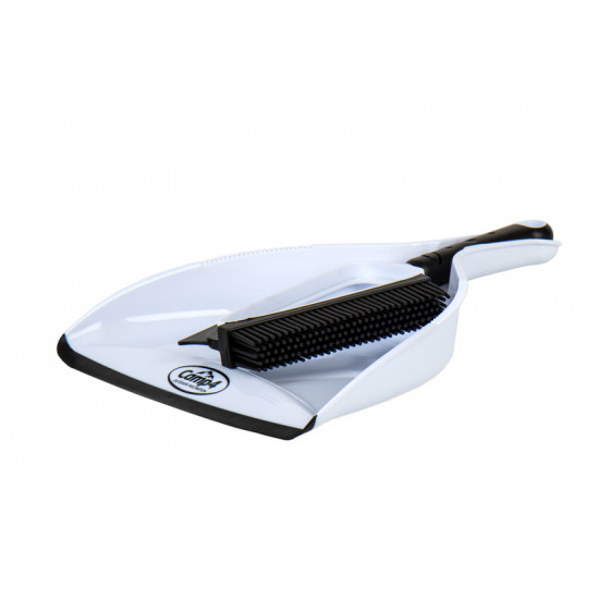 Silicone hand brush and dustpan set - White / Black