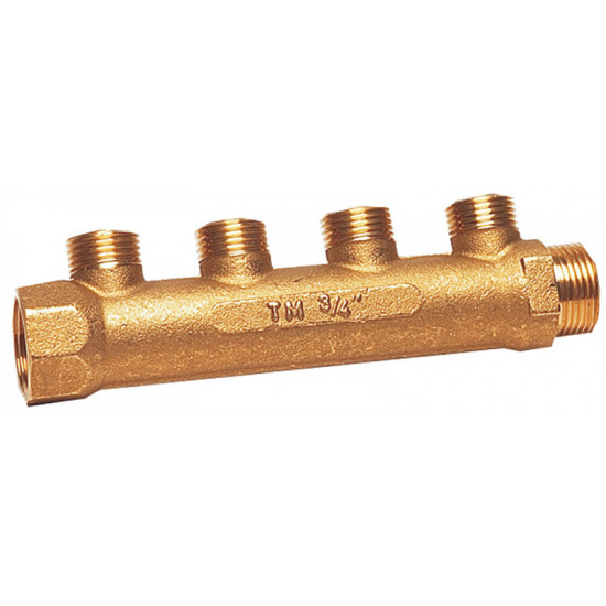Brass fresh water distributor with 4 outlets