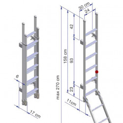 Aluminum ladder, 11 steps, folding