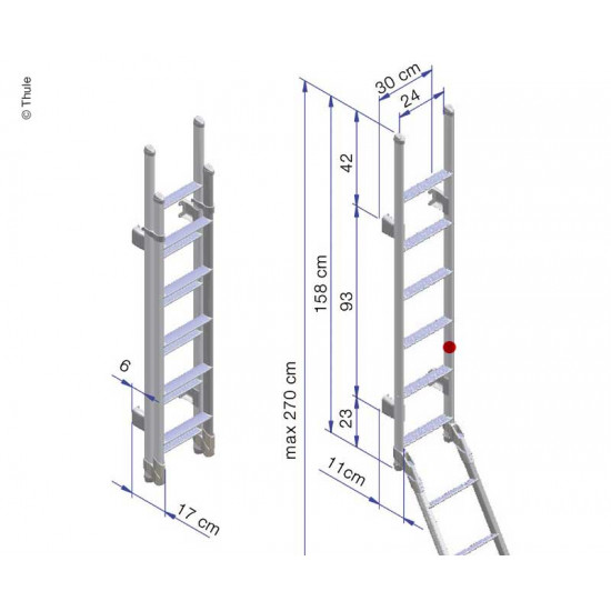 Aluminum ladder, 11 steps, folding