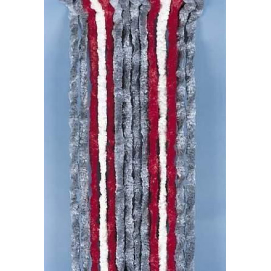Fluffy curtain 56x185 grey/red/white for caravan doors