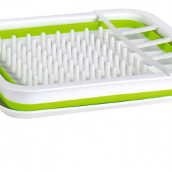 Silicone dish drying rack - 37 x 31 x 6/13 cm - White/lime