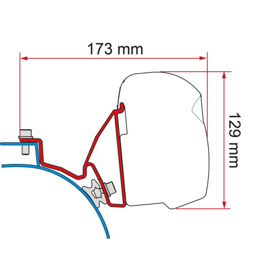 Fiamma Awning adapter F43van for VW T5 / T6 / T6.1 California, DeepBlack, Right-hand drive, Length : 12 cm, vehicle manufacturing year: 2003-