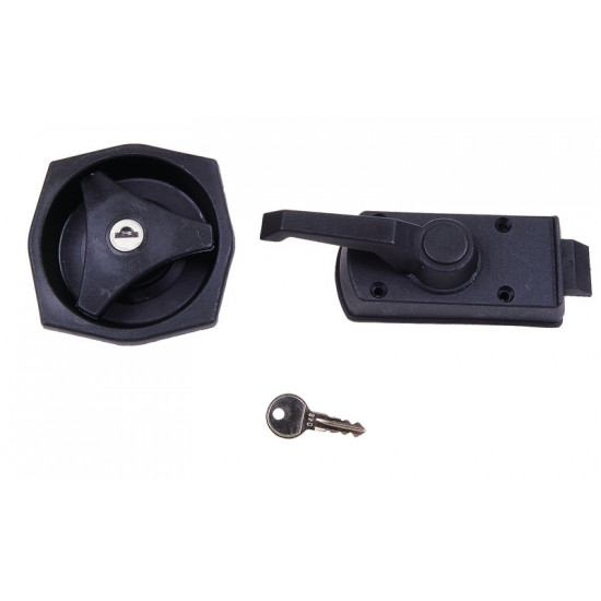 Caravan door lock for wall thicknesses of 25 - 35 mm - Black