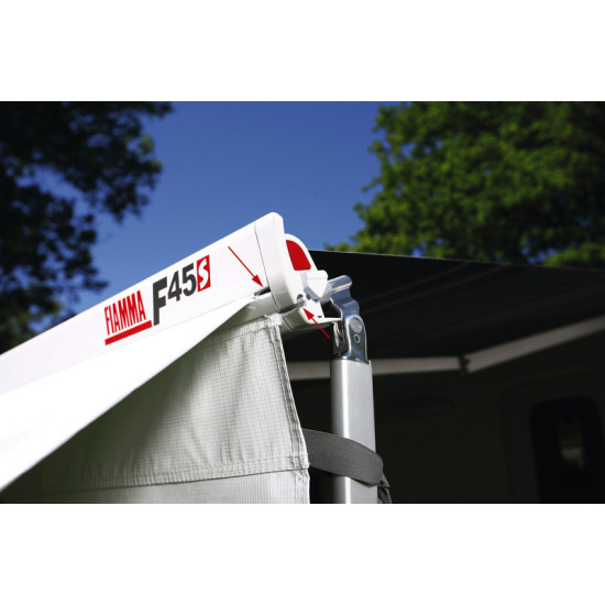 Fiamma F45S 3.75m awning, royal blue, titanium housing
