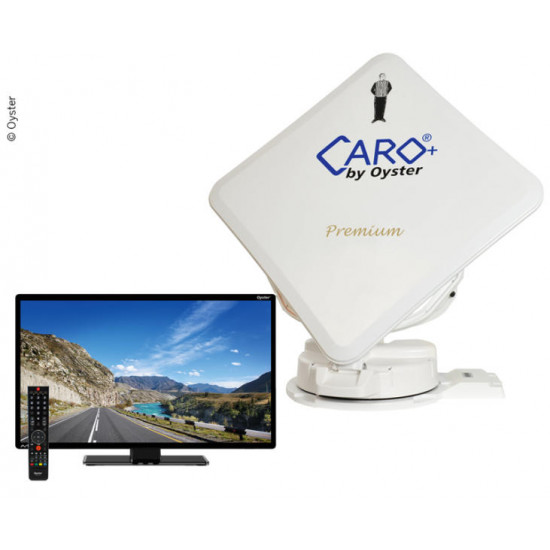 Caro®+ Premium flat satellite antenna with 32" Oyster® TV