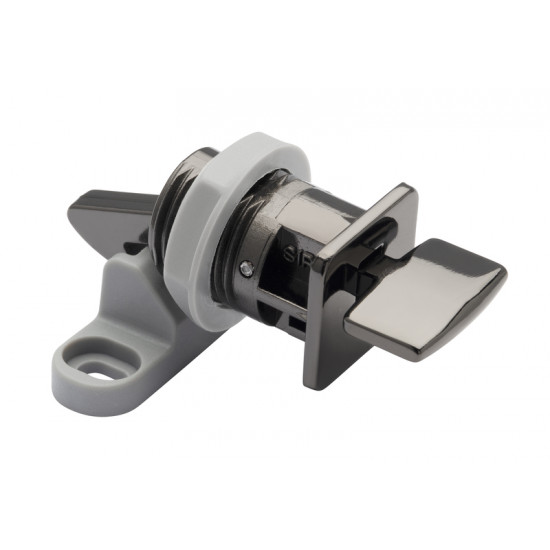 Furniture flap lock - glossy black chrome
